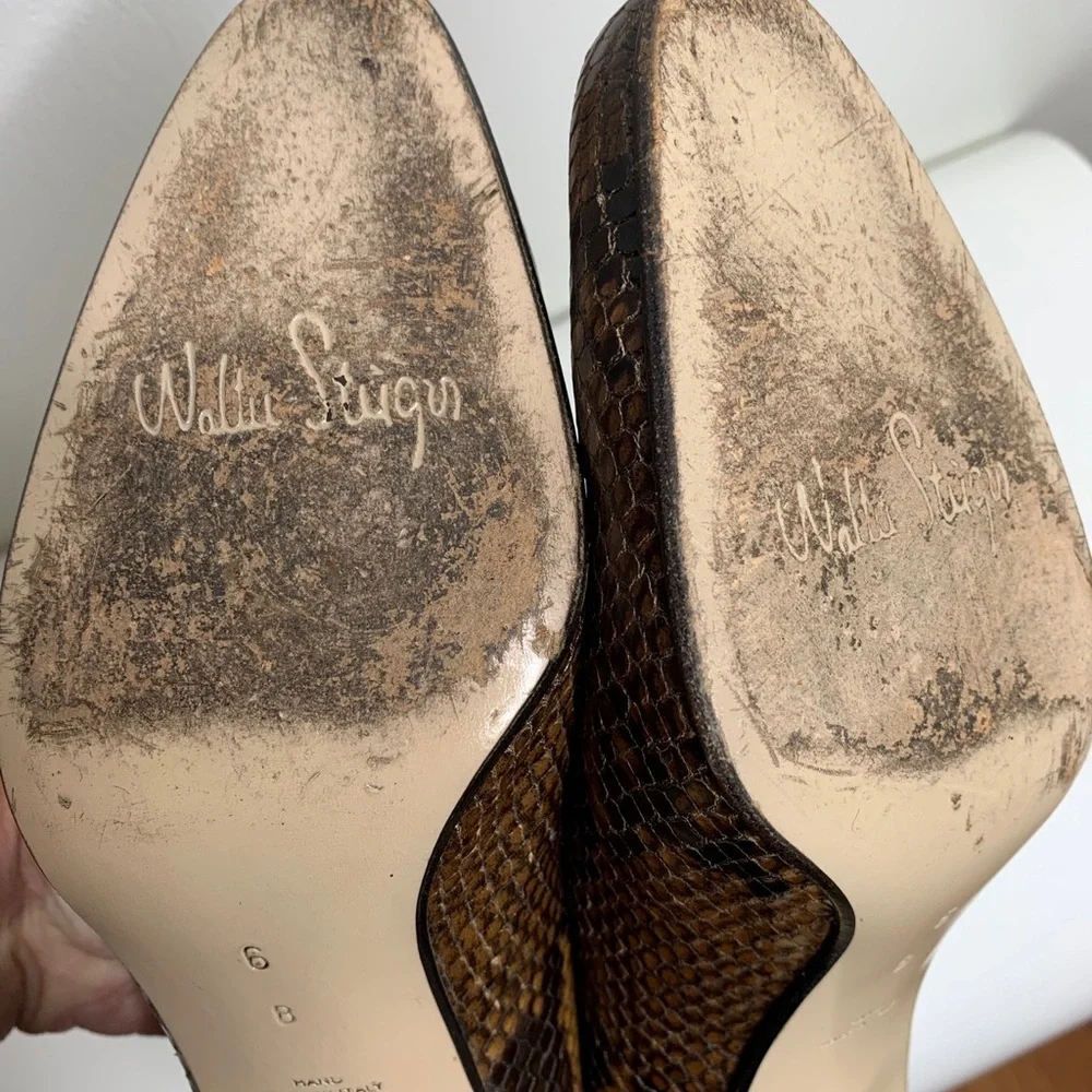 Walter Steiger Snake Print Size 6 B Pumps Almond Toe Career Classy